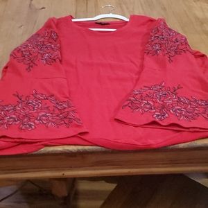 Beautiful Long Sleeve Red Diane Gilman 2xl Blouse